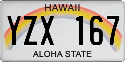 HI license plate YZX167