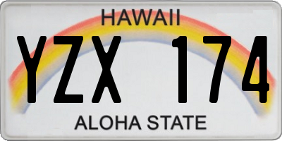 HI license plate YZX174