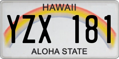HI license plate YZX181