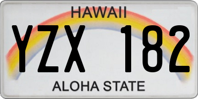 HI license plate YZX182