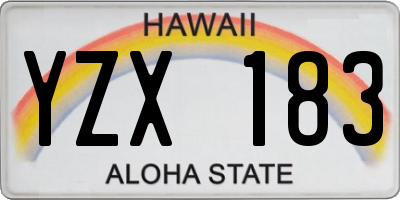 HI license plate YZX183