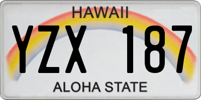 HI license plate YZX187