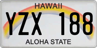 HI license plate YZX188