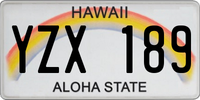 HI license plate YZX189