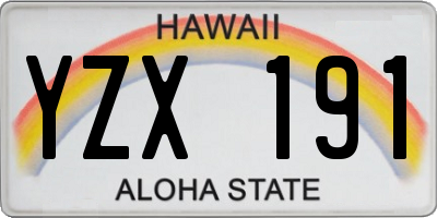 HI license plate YZX191