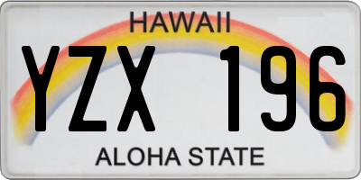 HI license plate YZX196