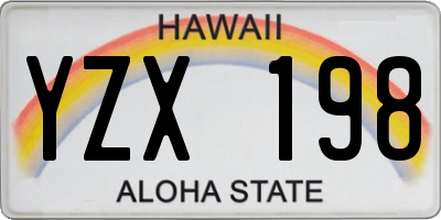 HI license plate YZX198