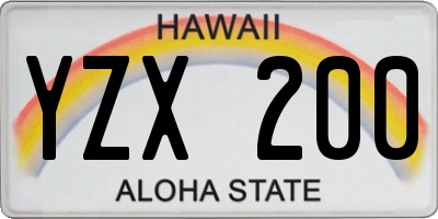 HI license plate YZX200