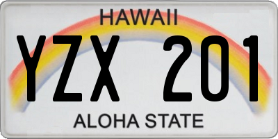 HI license plate YZX201