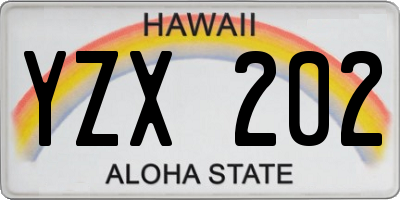 HI license plate YZX202