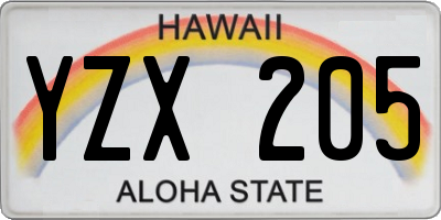 HI license plate YZX205