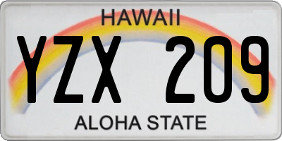 HI license plate YZX209