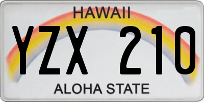 HI license plate YZX210
