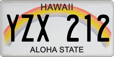 HI license plate YZX212