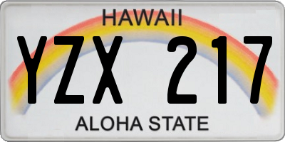 HI license plate YZX217