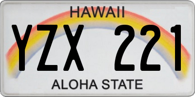 HI license plate YZX221