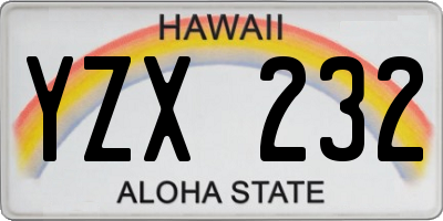 HI license plate YZX232