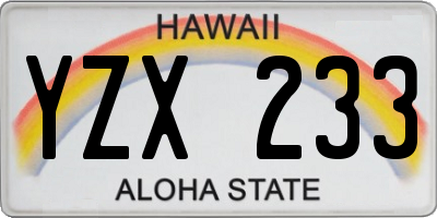 HI license plate YZX233