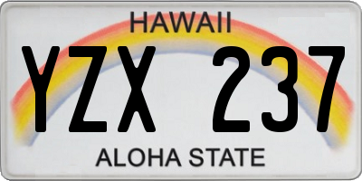 HI license plate YZX237