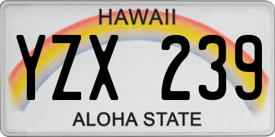 HI license plate YZX239