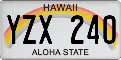 HI license plate YZX240