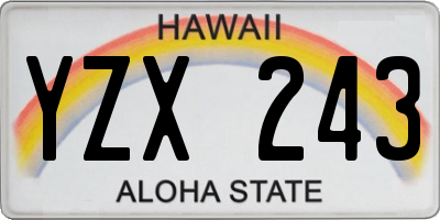 HI license plate YZX243