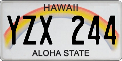 HI license plate YZX244