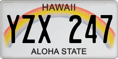 HI license plate YZX247