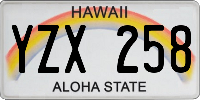 HI license plate YZX258