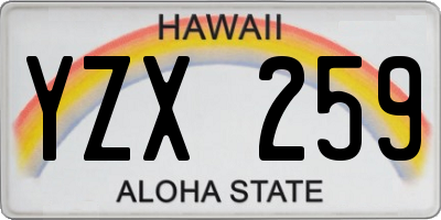 HI license plate YZX259