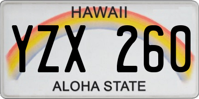 HI license plate YZX260