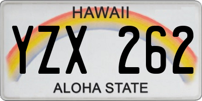 HI license plate YZX262