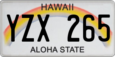 HI license plate YZX265