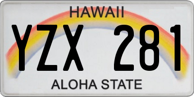 HI license plate YZX281