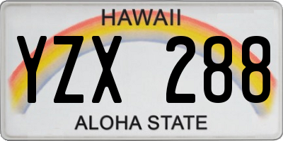 HI license plate YZX288