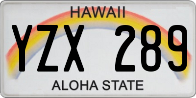HI license plate YZX289