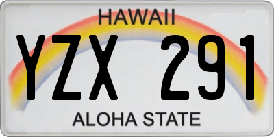 HI license plate YZX291