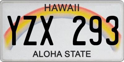 HI license plate YZX293