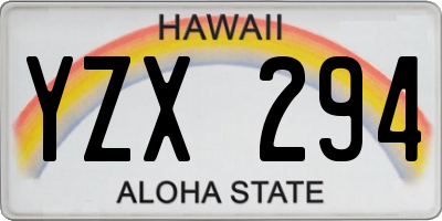HI license plate YZX294
