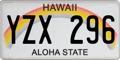HI license plate YZX296