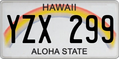 HI license plate YZX299