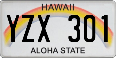 HI license plate YZX301