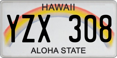 HI license plate YZX308