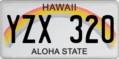 HI license plate YZX320