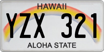 HI license plate YZX321