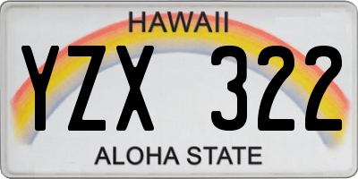 HI license plate YZX322