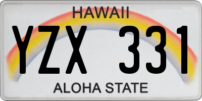 HI license plate YZX331
