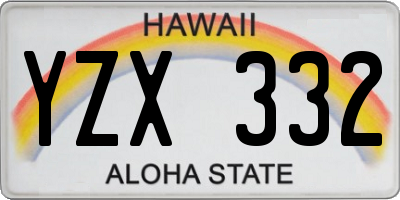 HI license plate YZX332