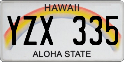 HI license plate YZX335