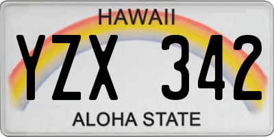 HI license plate YZX342